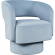 Sutton Split Back Curved Sculpture Swivel Accent Chair in Blue Fabric